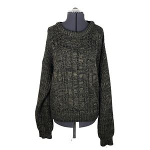 Northwest Territory Vintage Black/Brown Cable Knit Grandpa Sweater Mens Large